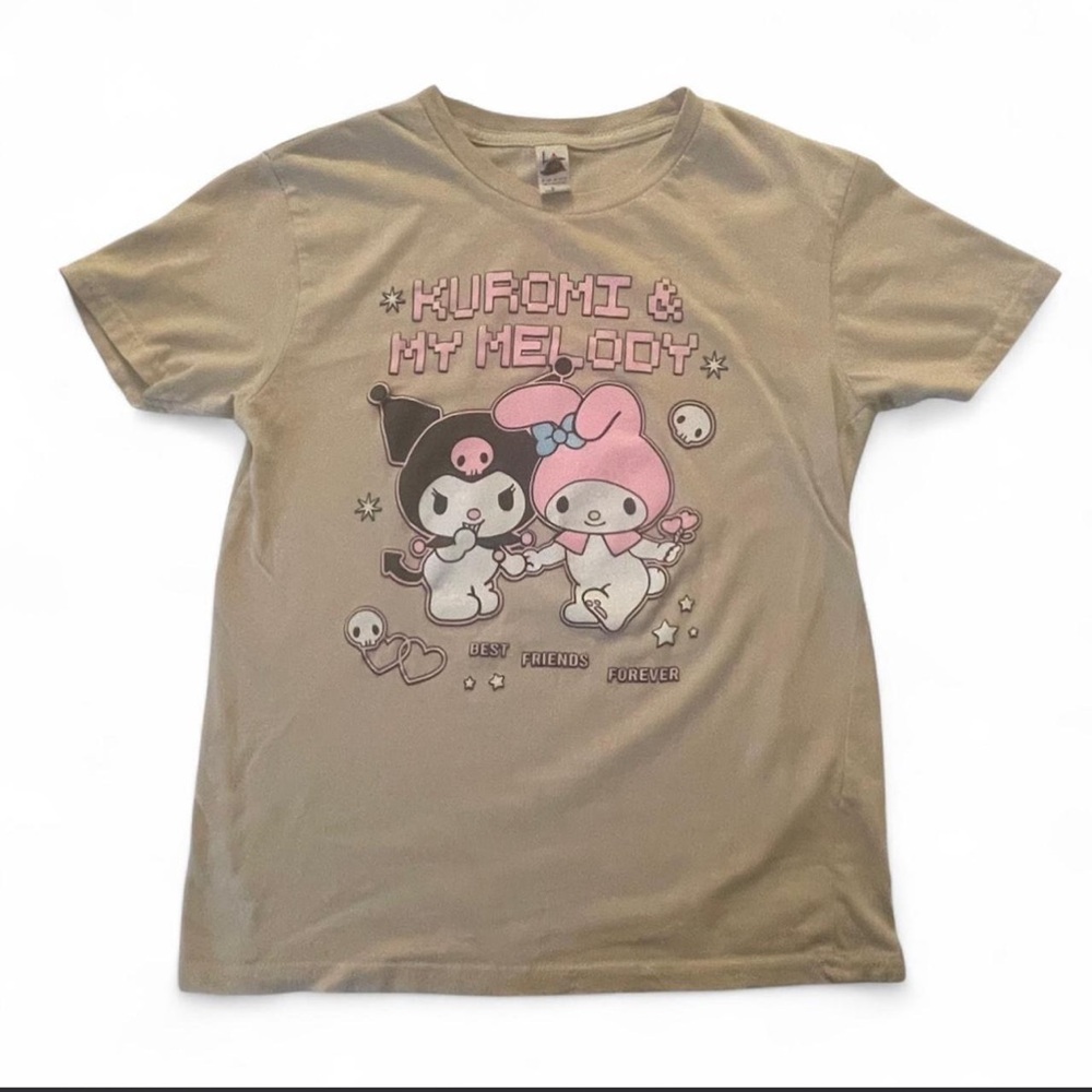 Kuromi & My Melody Kids Tan Graphic T-Shirt- Girls size M